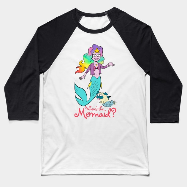 Princess Meria and Mer-Pug Baseball T-Shirt by MrChuckles